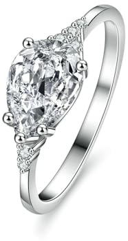Whoiy Moissanite 950 Platin Ringe, Trauring Echtgold Unique Bandring Hochzeitsringe mit Moissanite 1.5ct Damenring Größe 63 (20.1)