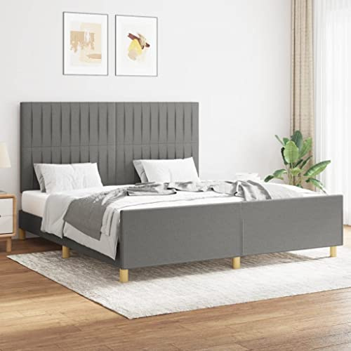 Frdhee Seniorenbett Bettgestell Bettrahmen,Bettgestell ohne Matratze Dunkelgrau 160x200 cm Stoff,Bett Für Schlafzimmer Gästezimmer,Modern,Einfacher Aufbau