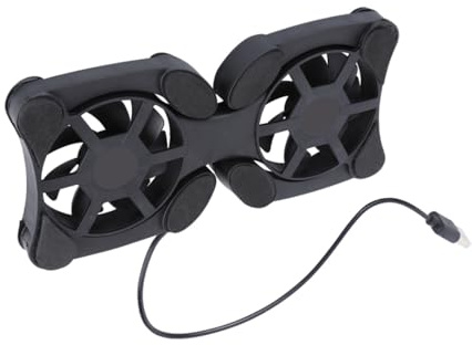 DECORNIJIA Enfriador Portátil para Portátil Pequeño Plegable 2 Ventiladores USB, Base de Enfriamiento Negra Almohadillas Antideslizantes para Refrigeración y Ahorro de Energía, Adecuado