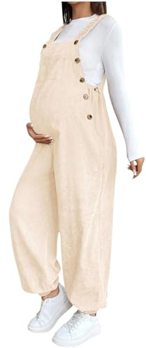 Monos de Pana de Maternidad para Mujer,Monos Sin Mangas con Cintura Elástica Holgados de Pierna Ancha Jumpsuit Moda Casual Petos Embarazo Casual Pantalones Color Sólido Rompers con Bolsillo