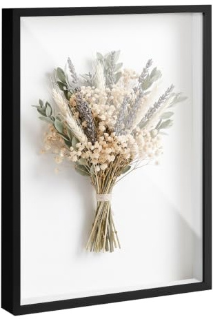 3D Bilderrahmen zum Befüllen, Blumen und Erinnerungsstücke, Shadow Box für Wanddekoration, Objektrahmen mit 3 cm Tiefe, Fotorahmen zum Basteln, für Fotos, Hochzeitsstrauß (A3 Schwarz, 44*31*3)