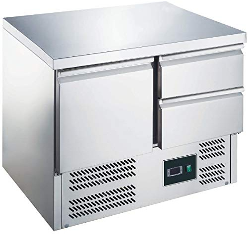 ZORRO - Kühltisch ZS 901 2D - 1 Tür - 2 Schubladen - Gastro Saladette mit Arbeitsfläche - R600A - Digitales Thermostat