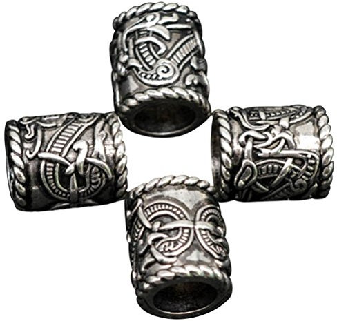 SevenMy Norse Viking Bart Perlen Haar Armband Anhänger Antik Armband DIY Dcoration Barbe, Silber