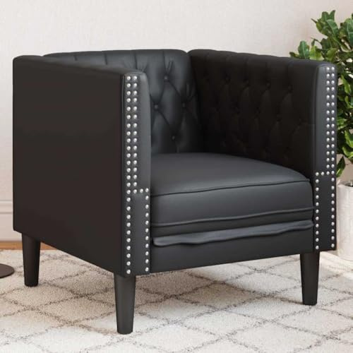 Owoxanthellate Chesterfield Mini Sofa Schwarz 71x74,5x70,5 cm Kunstleder Modernes Design Robust und Langlebig Schlafsessel Alternativ für Wohnzimmer Schlafzimmer Büro