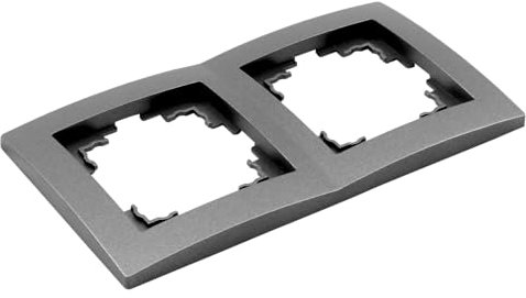 MC POWER Rahmen | FLAIR | für Schalter Steckdosen, 2-fach Steckdosenrahmen Schalterrahmen Doppelrahmen dunkelgrau anthrazit, matt