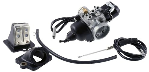 Vergaserset 12mm Ansaugstutzen Membranblock kompatibel mit TPH 50, Sfera | Set mit 12mm Vergaser, E-Choke, HD 70 M6, ND 35, Steckanschluss; Vergleichstyp PHVA; kompatibel mit Runner, Typhoon, NRG