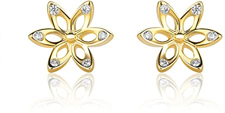 Ohrstecker 14 Karat Kleine Blumen Ohrringe Aus 585 Gelbgold Mit Zirkonia