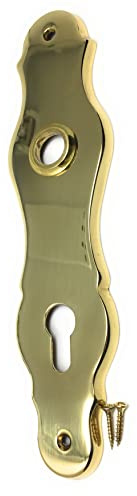Weimar Langschild Messing poliert BB,PZ,WC Türgriff Türdrücker 92 mm Abstand 250x60 Lochabstand 217, höhe 7 mm massiv