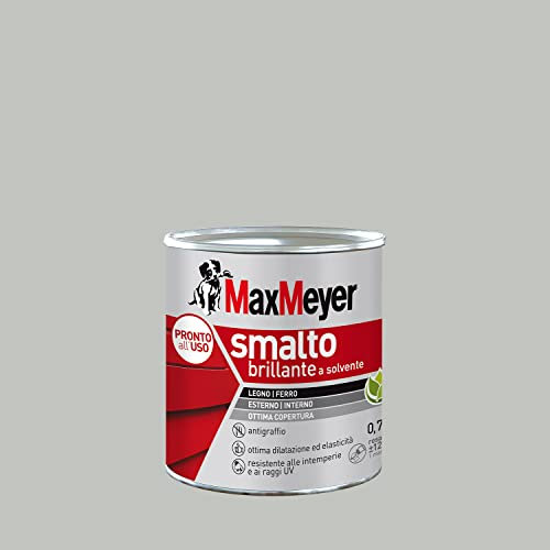 MAXMEYER Smalto a solvente per ferro e legno brillante GRIGIO CHIARO R7035 0,750 L