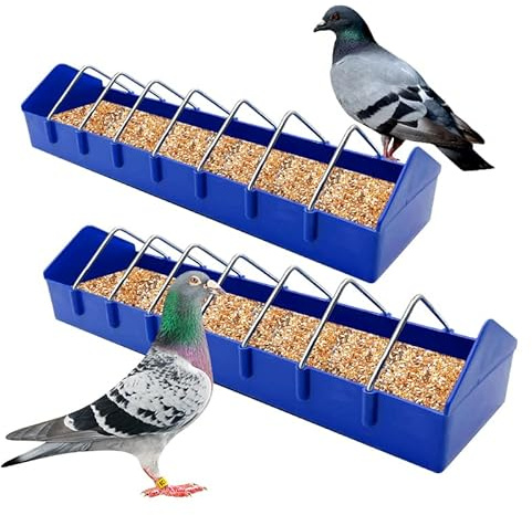 Ecjiuyi Pigeon Feeder,2pcs Bird Poultry Chicken Duck Parrots Quail Large Feeder Bowls, Thick Durable Slot Container Feeding Dish Food Dispenser Tool