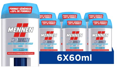 Mennen X-TREME Anti transpirant homme 48H stick large sans alcool - Lot de 6