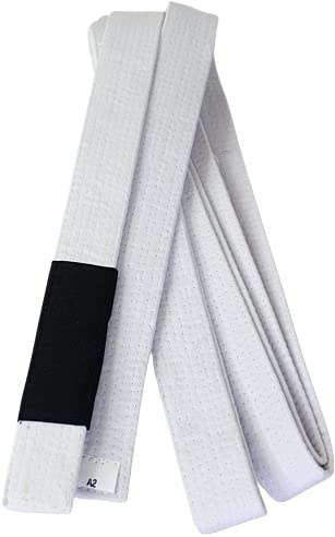 Ultimate Knockout BJJ Belts, with Sleeve Bar for Ranking Stripes, Durable Brazilian Jiu Jitsu Gi White Belt (A3)