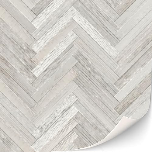 3 sheets of self-adhesive floor covering for dollhouses, scale 1:12 (white herringbone oak)