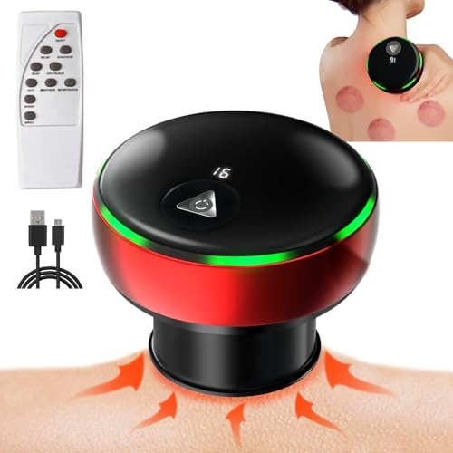 ‎Exsivemy Electric Cupping Therapy Set, Red Light Cupping Therapy Massager Adjustble Temp Suction Vacuum Cupping Gua Sha Massager for Neck Shoulder Back, with Remote Control