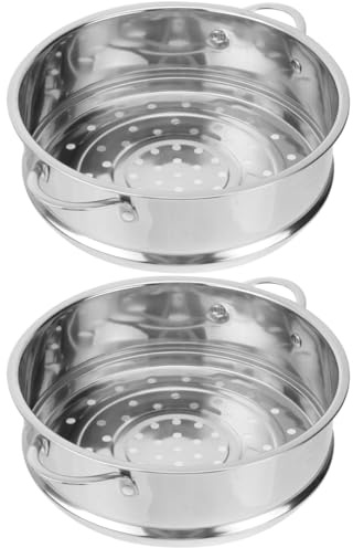 HOMSFOU Stainless Steel Food Steamer Basket with Dual Handles 9.06 Inch Steaming Grid for Dumplings Buns Kitchen and Restaurant Use