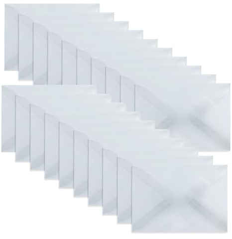 WYAN 20 Stück Transluzenter Quadratische Briefumschläge, ohne Fenster | Durchsichtiges Sulfatpapier, 15,5 x 10,5cm, transluzentes Design, ohne Karten, für DIY-Projekte, für Aufbewahrung und Versand