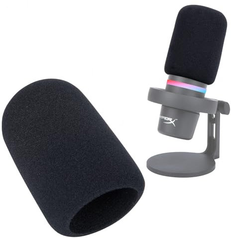 For HyperX DuoCast Foam Mic Cover - High-Density Pop Filter Microphone Windscreen, Reduces Noise and Plosives for Studio Recording by SUNMON(Black)