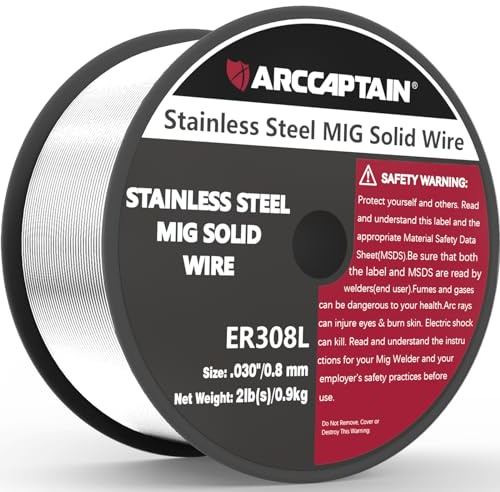 ARCCAPTAIN Stainless Steel MIG Solid Wire ER308L, 030-Diameter 2-Pound Stainless Steel Wire with Low Splatter Compatible With Lincoln Miller Forney Harbor MIG Welder