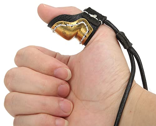 UPQRSG Anello per Pollice per Tiro con L'Arco, Anello per Protezione per Pollice in Morbida Pelle in Ottone, Protezione per Dito per Tiro con L'Arco per Arco Tradizionale, Adatto per Uomo Donna Gioven