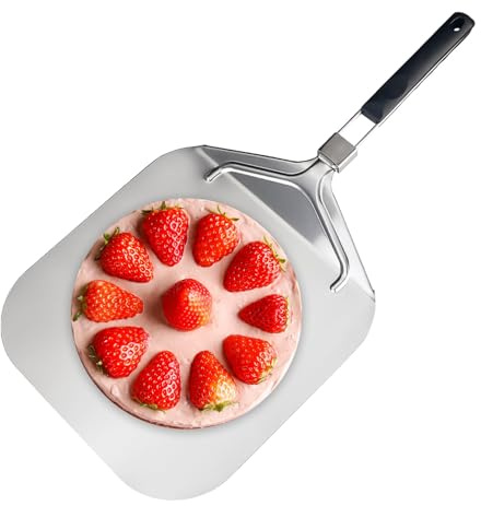 Pala per pizza in alluminio – buccia girevole in alluminio con manico lungo pieghevole | efficiente buccia per impasti e pasticceria per cottura fatta in casa
