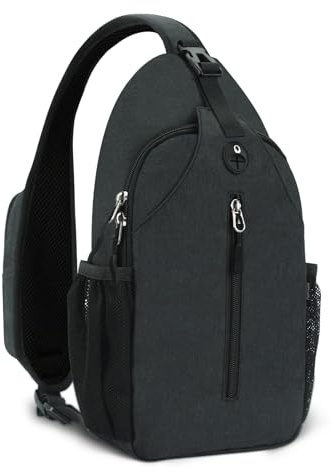Lidxfeo Schultertasche mit Kopfhörerloch, Wasserdichter Brusttasche Chest Herren, Mehrere Taschen Sling Rucksack, Anti-Diebstahl Multipurpose Crossbody Bag, für Wandern, Reisen, Klettern Usw