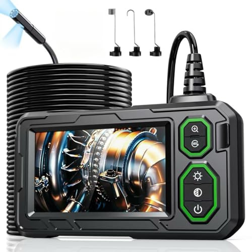 Dual Lens Endoskopkamera 10M, Hopefox 1080P HD Digital Endoscope mit 4.3-Zoll-IPS- Bildschirm, IP67 Wasserdicht Rohrkamera mit 8+1 einstellbaren LEDs, 8mm Schlangenkamera Inspektionskamera