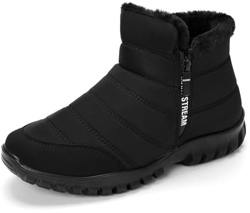 CHDDHX Botas Hombre Invierno Impermeable Botas de Nieve Forro Cálido Botines Negro 45