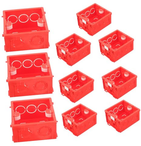 Hemobllo 10 Pezzi Scatola di Installazione da Muro Tipo 86 in Pvc Rosso Chiusura a Scatto e Doppio Dado per Pareti in Cartongesso o Dura