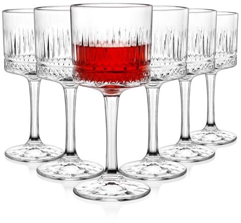 Cambareign 6 Pack Wine Glasses, 400ml Large Crystal Wine Glass, Square Red Wine Glasses with Long Stem, Gifts for Wedding Birthday Celebrations