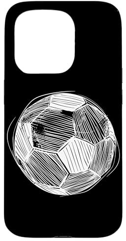 Coque pour iPhone 15 Pro Ballon de football Dessin au trait Football Pitch