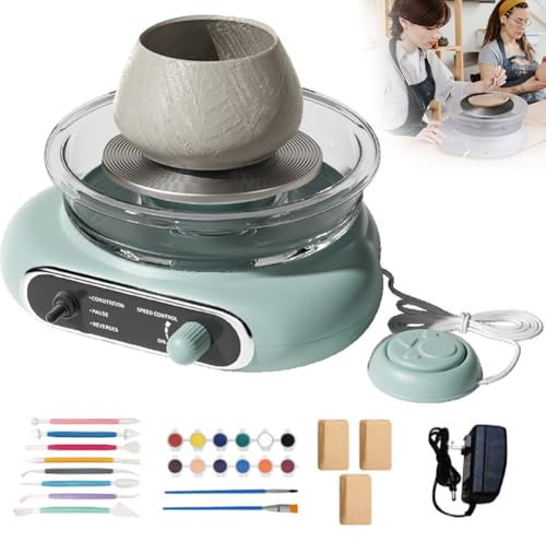 Tornio da vasaio per principianti, tornio elettrico per ceramica con pedale, vasca rimovibile, set di strumenti per argilla, mini macchina per fare ceramica per adulti, fai da te, studio di ceramica