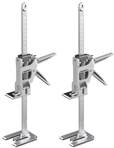 2 Pack Full Metal Labor Saving Arm Jack, Multi-Function Height Adjustment Lifting Device with Scale, 400kg load capacity,Two-Speed Descent Mod for Installing Cabinets,Doors & Windows