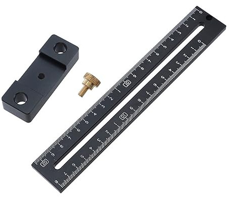Holibanna Aluminiumlegierung T-förmige Linienmarkierungslehre mit Lochlineal und Schreiber für Holzbearbeitung Cnc Bearbeitet Schwarz Allgemein Einsetzbar Beim Holzhandwerk