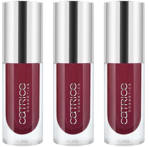 Catrice ETERNAL RED Cherry Bomb Lip Oil, Lipgloss, Nr. C03, Rot, volumengebend, vergrößernd, glänzend, vegan, ohne Parabene, ohne Mikroplastikpartikel, Nanopartikel frei, 3er Pack (3x3.6ml)
