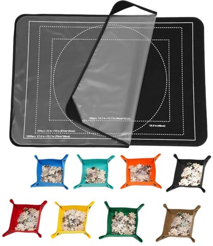 ELUBLU Portable Puzzle Board with Dust Bag - 1000 Piece Non-Slip Folding Puzzle Mat - Large puzzle storage mat for children and adults, easy to clean and space saving design for home and travelling.