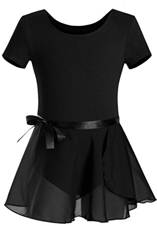 DANSHOW Girls Short Sleeve Leotard with Skirt Kids Dance Ballet Tutu Dresses(3027-S-06)