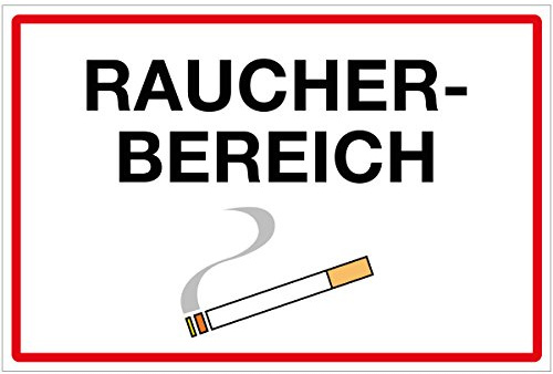 WANDKINGS Hinweisschild - Raucherbereich - stabile Aluminium Verbundplatte - Wähle eine Größe - 40x30 cm