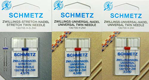 SCHMETZ 3 Zwillingsnadeln Sortiment Stretch NM 4,0/75 Universal NM 4,0/80 und 3,0/90