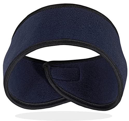 Cache-oreilles d'hiver en polaire pour homme, femme, enfant, pour la course à pied, le cyclisme, le ski, bleu marine, 1 Count (Pack of 1)