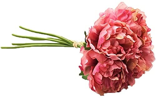Zuverlässige künstliche Blume, Hortensien, 5 Pfingstrosen, Brautstrauß, Blume, Hochzeit, Valentinstag, Party, Zuhause, DIY-Dekoration, künstliche Blumen für Dekoration (Farbe: Rosarot, Größe: 10.23i