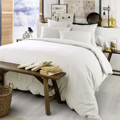 Housse de Couette Flanelle Blanc 260x240 cm