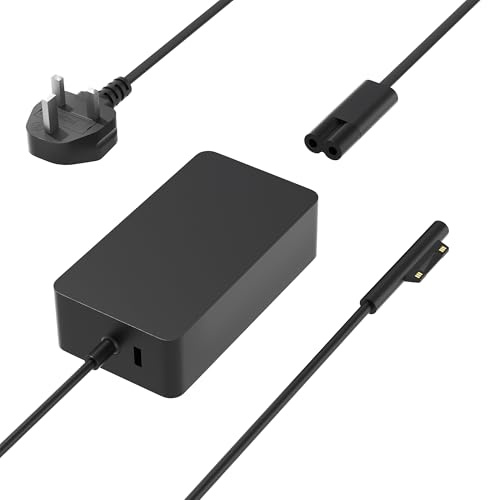 SLRIOYS 65W Surface Pro Charger Compatible with Microsoft Surface Pro 10 9 8 7 7 Plus 6 5 4 3 X Surface Laptop 7 6 5 4 3 2 1 Surface Book 3 2 1 Surface Go Tablet Windows Power Adapter Cord