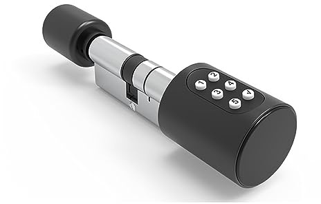 Smart lock, fingerprint lock.Cylinder Lock， Digital Keypad Smart Lock Cylinder Tuya APP RFID Card Password Code Euro Home DIY Electronic Lock Core With Mechanical Keys ( Color : Tuya Black and Hub , S