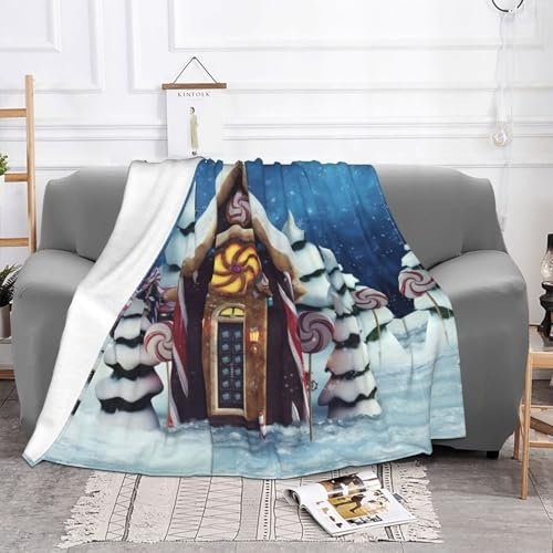 NBHDZENGW Personalisierte Fleecedecke mit Weihnachtsbäumen, Sofa-Überwurf, bedruckt, flauschig, weich, warm, vielseitige Decke für Sofa, Couch, Bett