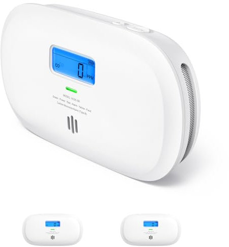 X-Sense Détecteur de Monoxyde de Carbone Autonome, Détecteur de CO avec Durée de Vie de 10 Ans et Pile Remplaçable, Affichage Numérique et Mémoire de Valeur de Crête, XC0C-SR, Lot de 2