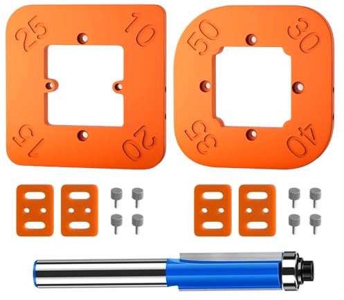 GLRYD 2 stencil per fresatura a raggio Corner R10-R50 e 1 fresa a filo, 4 in 1 stencil fresatrice verticale Jig, modelli router dispositivo rapido, per lavorazione precisa del legno fai da te