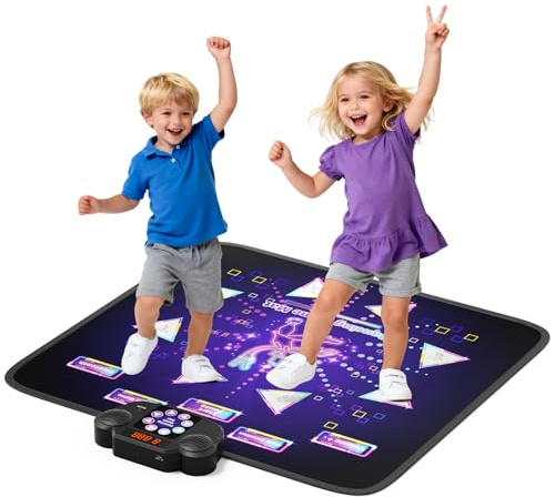 Zyncove Tappeto da Ballo Bambina per Bambine di 3, 4, 5, 6 Anni, Tappeto Ballo Bambina con 8 Frecce Colorate, Display LED Digitale per Il Punteggio E Varie modalità di Gioco (95 X 90 X 2 cm)