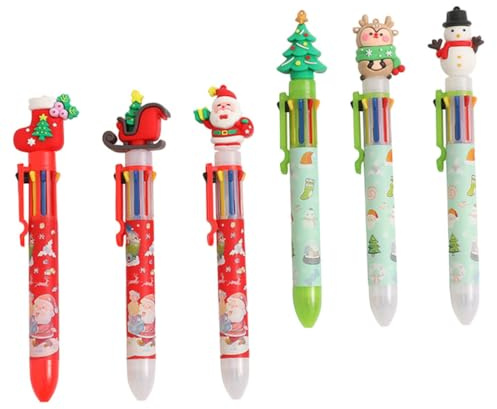 Homoyoyo 6 Pezzi Penne Retrattili Natalizio Materiale Plastica Rapido Asciugatura Scrittura per Studenti e Ufficio Regali Natale Colorati e Portatili