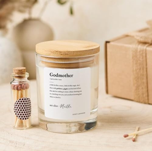 Pomchick - Personalised Godmother Candle Gift Set with Cute Definition Custom Keepsake Proposal Christmas or Thank You Present for Her Godmum God Mum