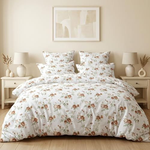 Michorinee Floral Double Duvet Cover Botanical Bedding Double Bed Set 3pcs
